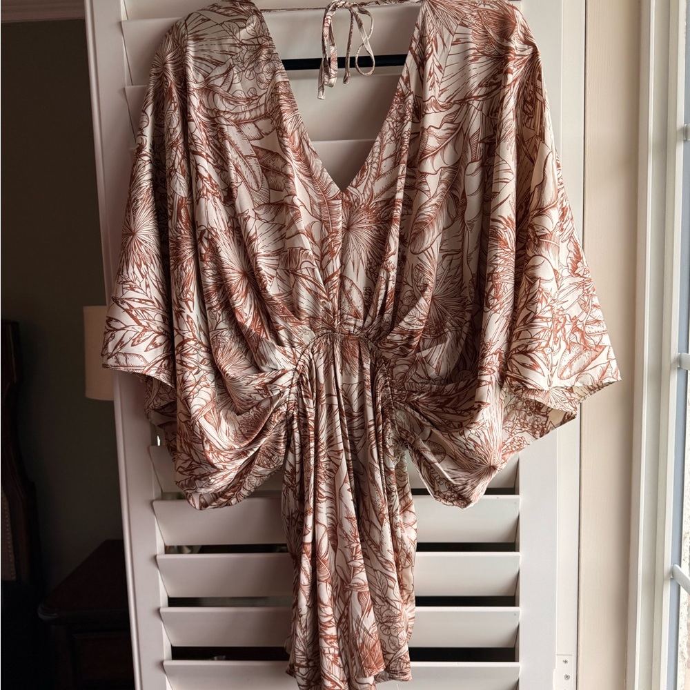 Beige and Brown Leaf Print Garment